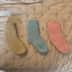 Warm Wool Socks Set in Tan, Blue, and Pink